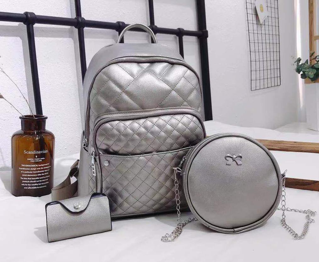 Rucsac dama argintiu 3 in 1 Sofia
